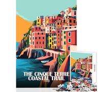Cinque Terre Coastal Trail Italy Poster Hard Jigsaw Puzzle for Adults 1000 Pieces Improve Attention Span And Focus Peaceful Relaxing Leisure Fun (50x75cm)