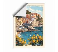 Cinque Terre in Bloom Coastal Unframed Wall Art Print A1 (84.1×59.4cm), Wall Decor for Living Room, Bedroom, Office & Home, Art Gift