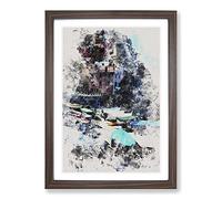 Cinque Terre in Italy Vol.1 Watercolour Framed Print | A2 Walnut Framed Wall Art | Ready to Hang | Modern Historical Picture | Living Room Bedroom Lounge Office