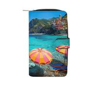 Cinque Terre Italy Beach Long Zippered Pouch Slim Clutch Organizer Purse Money and Credit Card Holder for Men Women