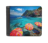 Cinque Terre Italy Beach Printed Bifold Wallet with Hidden Compartments Pocket Money and Credit Card Holder for Men Women