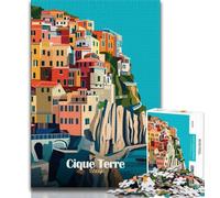 Cinque Terre Italy Poster Jigsaw Puzzles 1000 Pieces for Adults Teens,Challenging Game And Family Play for Is Ideal As A Gift for The Whole Family 38x26cm