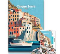 Cinque Terre Italy Poster Jigsaw Puzzles for Adults 1000 Pieces,Family Game Stress Reliever Difficult Challenge Great Gifts And Toys 38x26cm