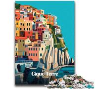 Cinque Terre Italy Poster Jigsaw Puzzles for Adults Teenagers Jigsaws Puzzle,Toys Educational Games Stress Relieving Suitable for Desktop Decoration (50x75cm)