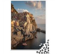 Cinque Terre, Italy,Puzzles Colorful Cliff Houses Gemusterte Nachhaltige Puzzles Für Erwachsene Hochwertige Holzspielpuzzles 70x50cm/1000pcs