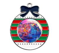 Cinque Terre Manarola Italy Cute Christmas Pendant Charms Metal Hanging Xmas Tree Ornament Decoration Craft Circular