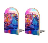 Cinque Terre Manarola Italy Decorative Bookends for Shelves Heavy Book Ends Holder for Office Home