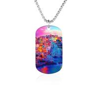 Cinque Terre Manarola Italy Funny Memorial Necklace Lightweight Printed Photo Necklaces Metal Tag Pendant