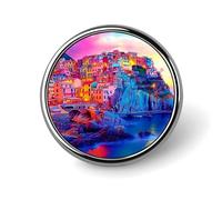 Cinque Terre Manarola Italy Round Brooches Colorful Fashion Button Pins Badge for Backpacks Shirts Scarf
