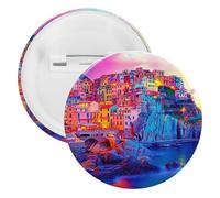 Cinque Terre Manarola Italy Round Tinplate Brooches Colorful Fashion Button Pins Badge for Backpacks Shirts Scarf