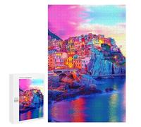 Cinque Terre Manarola Italy Vertical Wooden Jigsaw Puzzles for Adults Challenge Intelligent Puzzle Letter on Back Picture Home Decor