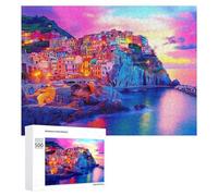 Cinque Terre Manarola Italy Wooden Jigsaw Puzzles for Adults Challenge Intelligent Puzzle Letter on Back Picture Home Decor