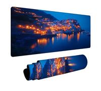 Cinque Terre Mouse Mat, Waterproof Gaming Mouse pad Office Accessories 24 x 12 in Mousepad for Improve Accuracy Speed, Night View Desk Mat for Laptop Keyboard Office Product Desk Autumn Decor FSBD6221