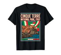 Cinque Terre National Park Italy Flag Vintage Travel Art T-Shirt