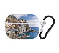 Cinque Terre Scenery for Airpod Pro Case Cover Hard Shell Full Drop Protection Cover with Keychain Compatible with AirPod Pro 2nd/1st Generation, Front LED Visible,White