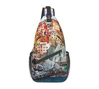 Cinque Terre Scenery Men's Sling Backpack, Travel Hiking Day Bag Crossbody Shoulder Bag.