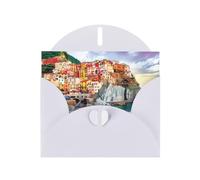 Cinque Terre Scenery Pattern Blank Greeting Cards For Birthdays, Valentine'S Day, Parties, Weddings, 4x6 Inches White Envelope
