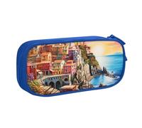 Cinque Terre Scenery Pencil Case, Zip Smooth Pencil Case, Portable Pencil Case Large School Stationery Storage Bag, Make-Up Bag