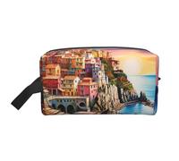 Cinque Terre Scenery Portable Large-Capacity Travel Toiletry Bag (Print Models) Waterproof Makeup Storage Bag for Men and Women for Business Trips, Fitness, Bathroom, Daily Storage
