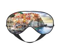 Cinque Terre Scenery Print Soft Eye Mask â€“ Elastic Nighttime Shade, Light-Proof Blindfolds for Plane, Yoga, Travel