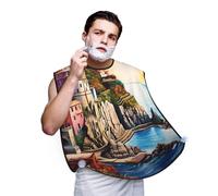 Cinque Terre Scenery Shaving Bib, Men's Beard Trimmer Collector, Adjustable Neck Circumference with Suction Cups and Storage Bag, A Thoughtful Gift for Boyfriends, Fathers, and Brothers (107x73cm)