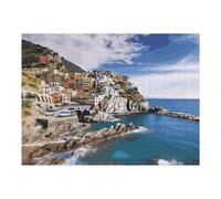 Cinque Terre Scenery Wooden Puzzle with Storage Box, Eco-Friendly Wooden Jigsaw Puzzle for Home Leisure, Stress Relief & Decoration 500 PCS