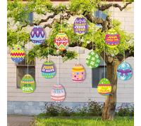 Cinrobiye 12 Pcs 7.9 Inch Large Easter Outdoor Decorations Happy Easter Hanging Ornaments Yard Signs Bunny Chick Jesus Egg Double Sided Shaped Decor for Tree Lawn Porch Yard Outside Party Decor (Mix2)