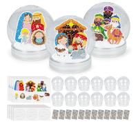 Cinrobiye 12 Set Nativity Snow Globe Craft Kits Make Your Own Jesus Birth Snowglobe Religious Christmas DIY Snow Globe Kit Xmas Winter Holidays Arts and Crafts for Home School Party Decor Activities