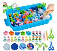 Cinrobiye 170 Pcs Ocean Animals Sensory Bin Fillers Set with Storage Box, Sea Animals, Shells, Sea Stars and Under The Sea Accessories for Picnic Sensory Bins, Classroom Activities, Home Projects