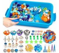 Cinrobiye 206 Pcs Outer Space Sensory Bin Fillers Set with Storage Box, Rocket Spaceship Astronaut Galaxy Accessories, Space Theme Activity Materials for Classroom, Home Projects, Picnic Sensory Bins