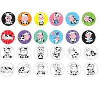 Cinrobiye 24 Pcs Cow Stampers for Boys Girls,Farm Animal Party Birthday Favors, Cow Goodie Bag Fillers, Classroom Rewards, Carnival Prizes, Pinata Stuffers for Moo Party Gifts