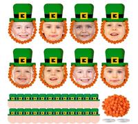 Cinrobiye 24 Set St. Patricks Day Picture Frame Craft Kits,St. Patrick's Craft Ornaments Photo Props Decoration for Toddler Classroom Activities Lucky Shamrock Clover Irish Party Favor Supplies (Face)
