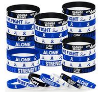 Cinrobiye 30 Pcs Cancer Prevention Awareness Silicone Bracelets,Colorful Ribbon Stretch Wristbands,Hope Faith Rubber Wristband Supplies Accessories for Ribbon Awareness Assorted Cancer Awareness, 8