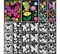 Cinrobiye 48 Pcs Velvet Coloring Posters Butterfly Fuzzy Posters to Color Bulk Felt Coloring Page Craft for Adults Teenagers All Ages Classroom Assisted Living Festive Holiday Art&Craft Activity