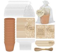 Cinrobiye 50 Sets Let Love Grow Wedding Favors for Guests Seed Packet Bags (Seed Not Include) with Tags & Labels Flowerpot for Bridal Shower Party Favors Bulk Wedding Souvenirs for Guests(Retro)