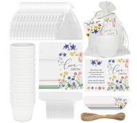 Cinrobiye 50 Sets Let Love Grow Wedding Favors for Guests Seed Packet Bags (Seed Not Include) with Tags & Labels Flowerpot for Bridal Shower Party Favors Bulk Wedding Souvenirs for Guests (Wild Flower