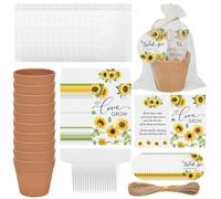 Cinrobiye 50 Sets Sunflower Wedding Favors for Guests Bulk, Rustic Sunflower Favor Kits with Mini Flower Pots, (Seed Not Included), Boho Bridal Shower & Garden Wedding Guest Gifts, Party Souvenirs