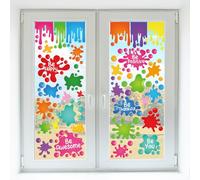 Cinrobiye 9 Sheets Inspirational Quotes Window Clings Stickers Colorful Ink Splatter Splotches Dots Window Decals for School Classroom Playroom Home Wall Glass Blackboard Party Supplies Decorations