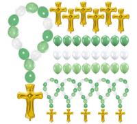 Cinrobiye First Communion Decorations Balloons First Holy Communion Latex Foil Cross Balloons Baptism Party Decor Supplies for God Bless Christening Memorial Funeral Prayer Baby Shower (GREEN)