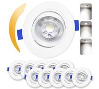 Cinsenten 10 Pack LED Ceiling Downlights 230V 30° Tiltable Φ70-80mm, LED Recessed Ceiling Spotlights 5W, Bathroom Spotlights IP44 Waterproof, Flat Spot Lights Round White (4000K Natural White)