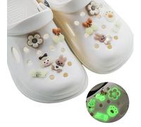 Cinsenten 10PCS Cute Croc Charms for Kids, Girls Croc Accessories, Rabbit Animals Flowers Crock Charms, Night Glow Croc Pins, Clog Badges for Party Decoration Gifts for Kids Girls
