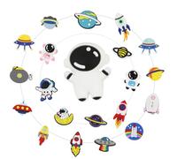 Cinsenten Astronaut Spaceship Rocket Cool Cartoon Shoe Decoration Charms DIY Shoe Decorative Gifts for Kids Boys Man Teens