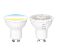 Cinsenten Gu10 LED Bulbs 3CCT Warmwhite/Neutralwhite/Coolwhite Adjustable Non Dimmable, Energy Saving Spotlight Bulbs, Equivalent to 50W 60W Halogen Lightbulbs, 38° Wide Beam Angle,230V (2-Pack)