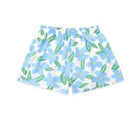 Cinvik Boxer Shorts Womens Pyjama Bottoms Soft Brethable Cotton Animal Blue Flower Print Shorts Sleepwear Elastic Waist Ladies Short Pants 1 Pcak Medium