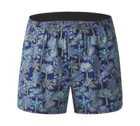 CINVIK Cotton Boxers for Men Woven Pattern Plaid Funny Boxer Shorts Pajamas Pjs Single Pack, 1pcs-dark Blue Pineapple Tree, L