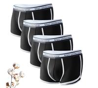 Cinvik Men'S Boxer Shorts Cotton Brethable Boxer Briefs Soft Comfortable Men'S Underwear 4 Pack Black Sports Trunks Medium