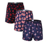 Cinvik Mens Boxers Loose Fit Boxer Shorts Breathable Funny Print Lipprint Boxers for Men Underwear 3 Pack S