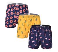 CINVIK Mens Boxers Shorts Multipack Pajamas Male Donut Boxer Short Patterned Underwear Cotton Woven Flamingo Graphic Boxers for Men Small