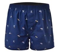 Cinvik Mens Cotton Boxers Funny Woven Pattern Plaid Boxer Shorts, 1pcs-navy Blue Surfing, L