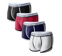 CINVIK Mens Trunks Men Boxer Short Underwear Cotton Pack Comfort Black Red Sports Athletic Underwear Bulk Small